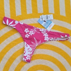 Roxy Pink and White Floral Thong Bikini Bottom